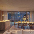 3 Archy Dine above a kitchen island and 5 Archy Dine above a dining table