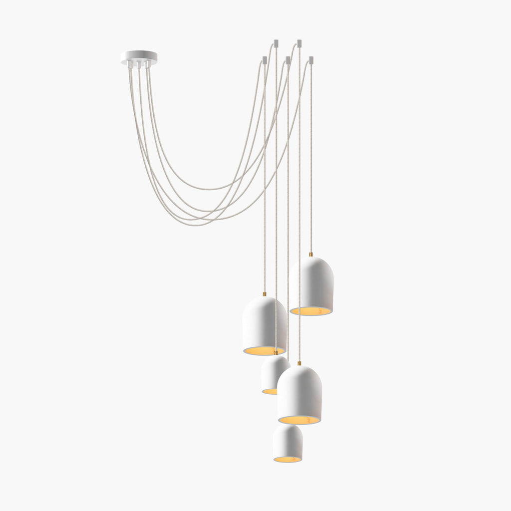 Cluster contemporary lighting 5 white archy cluster set with long cord more circular 2024.